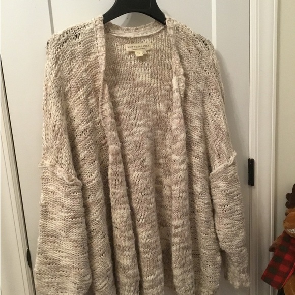Saltwater LUXE Cream Knit Slouchy Open Cardigan Size Medium - Picture 2 of 5